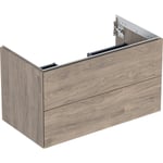 Mueble bajo Geberit serie ONE para lavabo, con dos cajones: Ancho de lavabo=90cm, Nogal hickory, Melamina estructura madera
